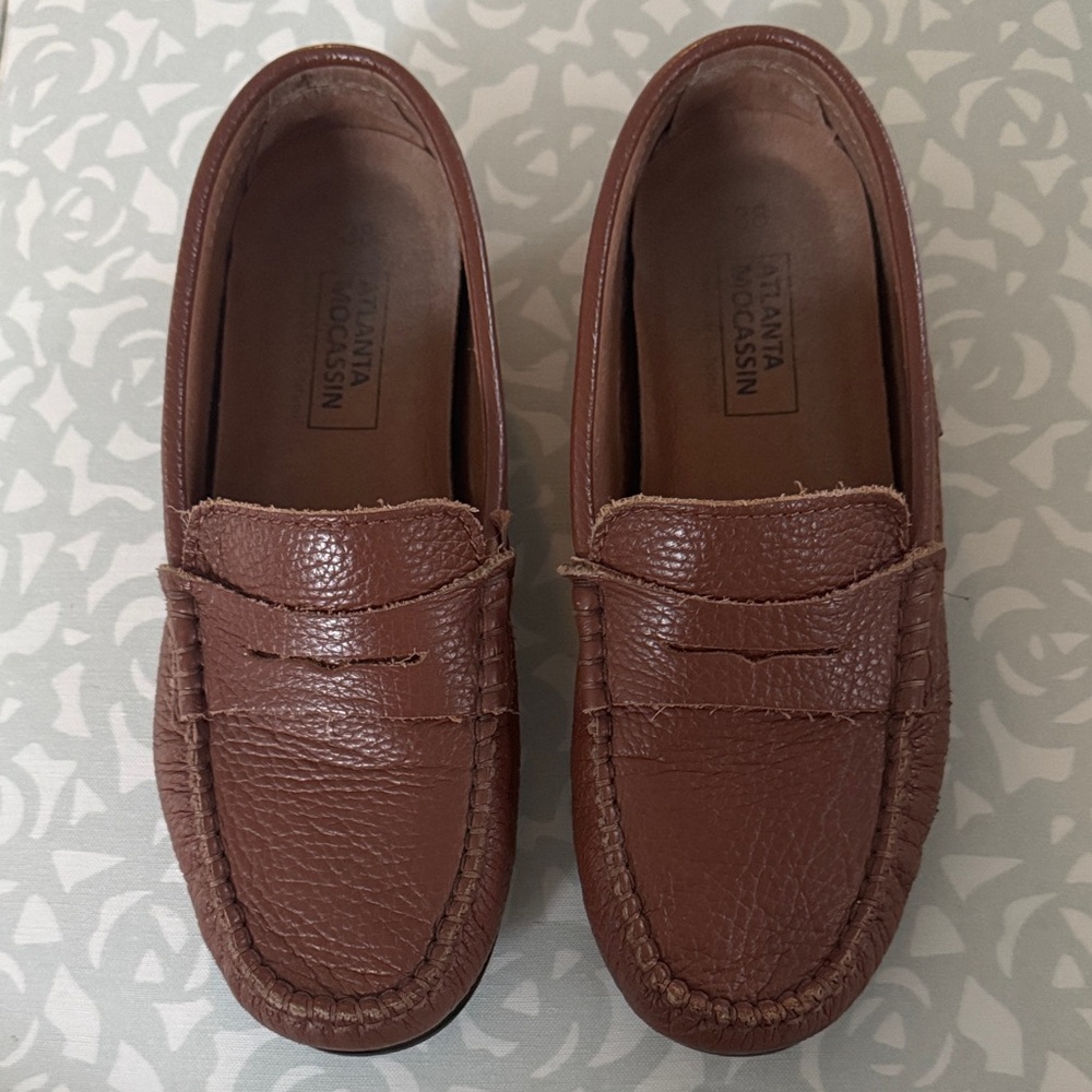 Atlanta Moccasin Boys’ Loafer Brown Pebbled Leather size 38